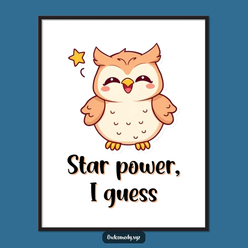 Funny Kawaii Owl Poster: Hilarious Laughing Art for Wall Decor