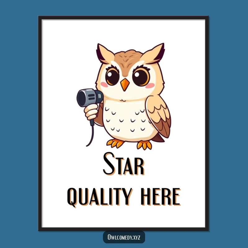 Funny Singing Owl Poster: Rockstar Art, Ideal Funny Gift!