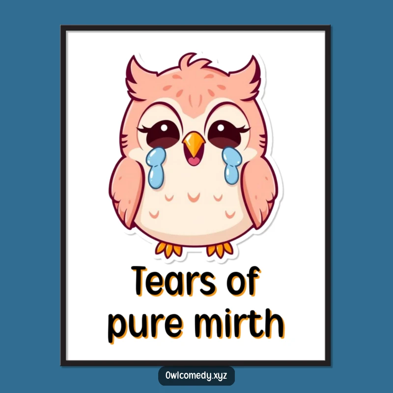 Funny Kawaii Owl Laughing Poster: Hilarious Wall Art for Joyful Spaces