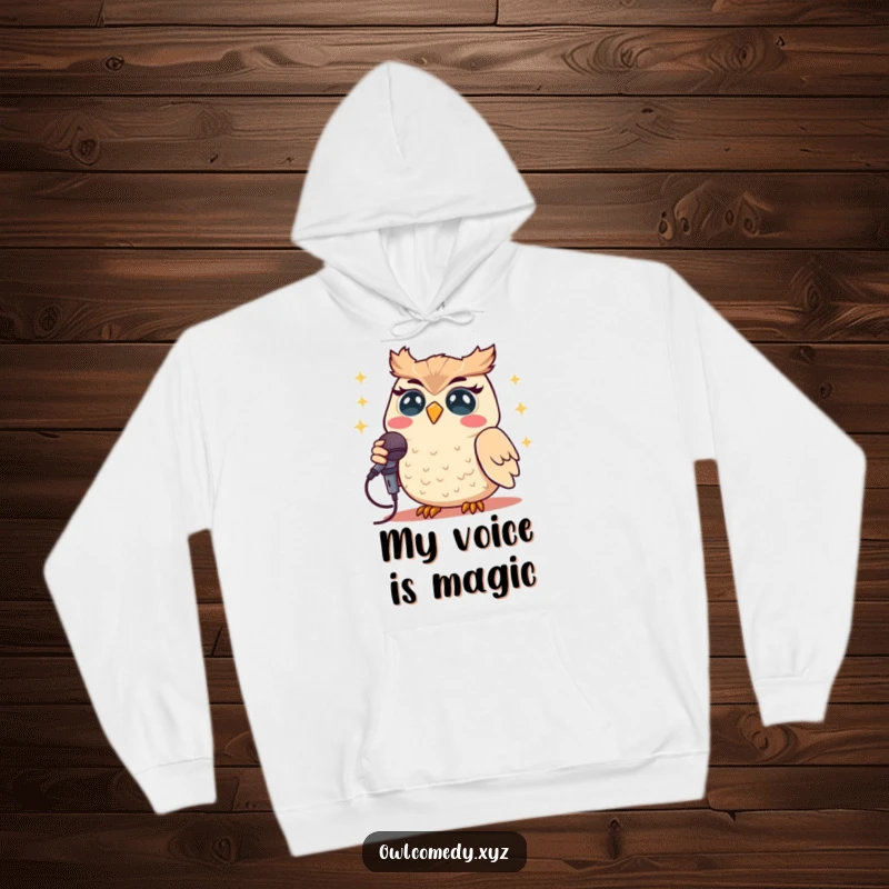 Funny Kawaii owl singing with gusto into a microphone on this soft and warm hoodie.