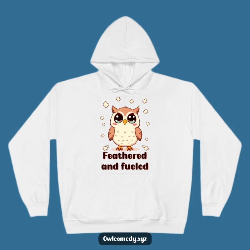 Funny Kawaii Owl Hoodie - Popcorn Party, Wide-Eyed Fun, Cozy & Hilarious Gift