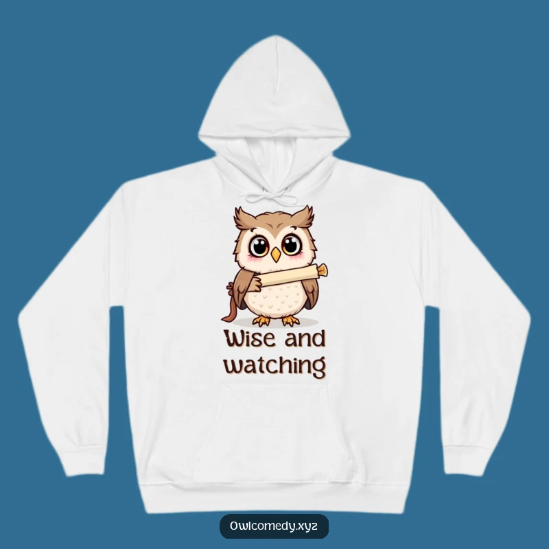 Funny Surprised Owl Telescope Hoodie: Cozy and Hilarious Gift for Wise Ones