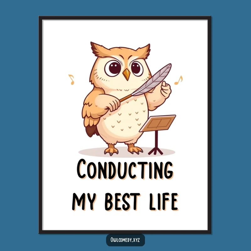 Funny Free Printable Wall Art: Owl Conductor Feather Baton Downloadable Decor
