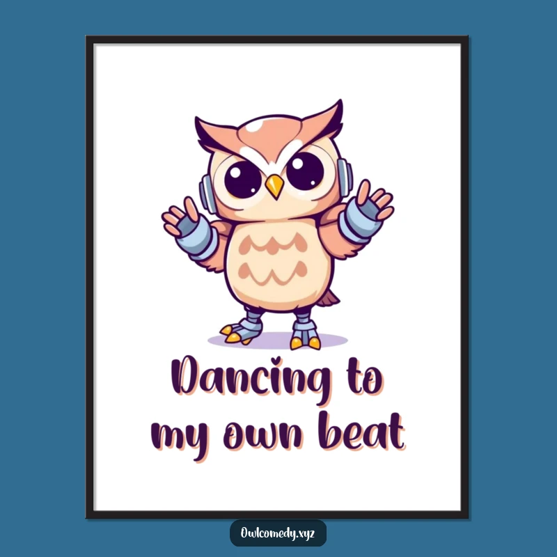 Free Printable Wall Art: Fun Kawaii Owl Robot Dance, Hilarious Downloadable Decor for Music Lovers