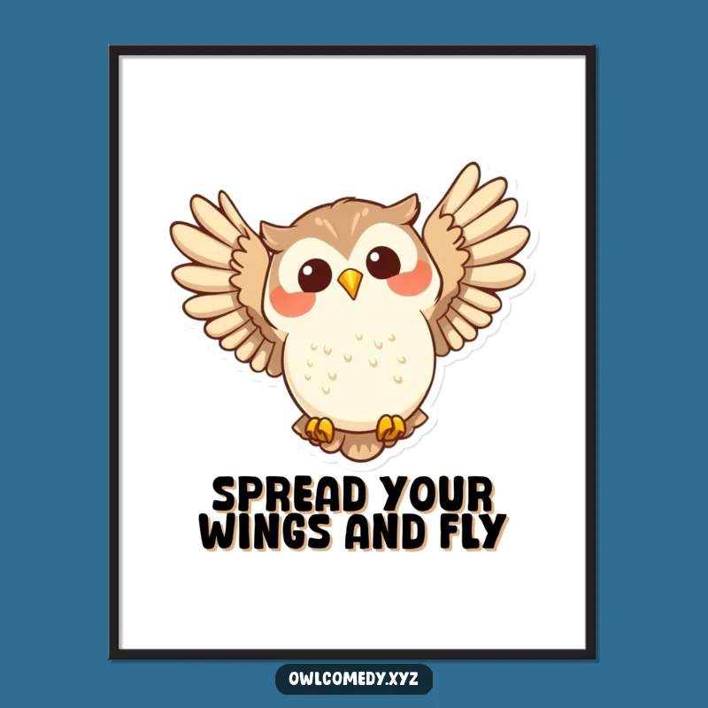 Free Printable Wall Art: Joyful Swooping Owl - Funny Downloadable Decor!