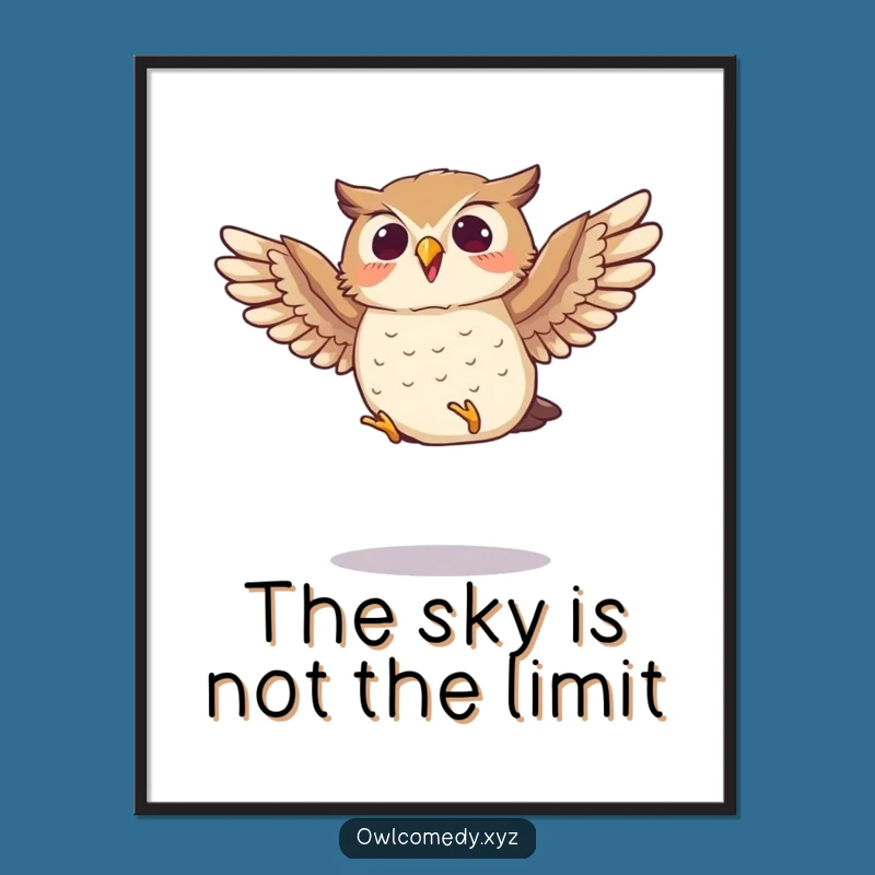 Free Printable Wall Art: Jumping Owl, Funny Humorous Downloadable Decor