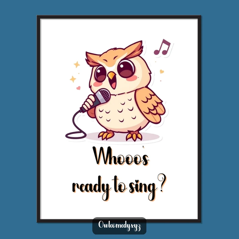 Free Printable Wall Art: Singing Owl Star, Funny Downloadable Decor for Music Lovers