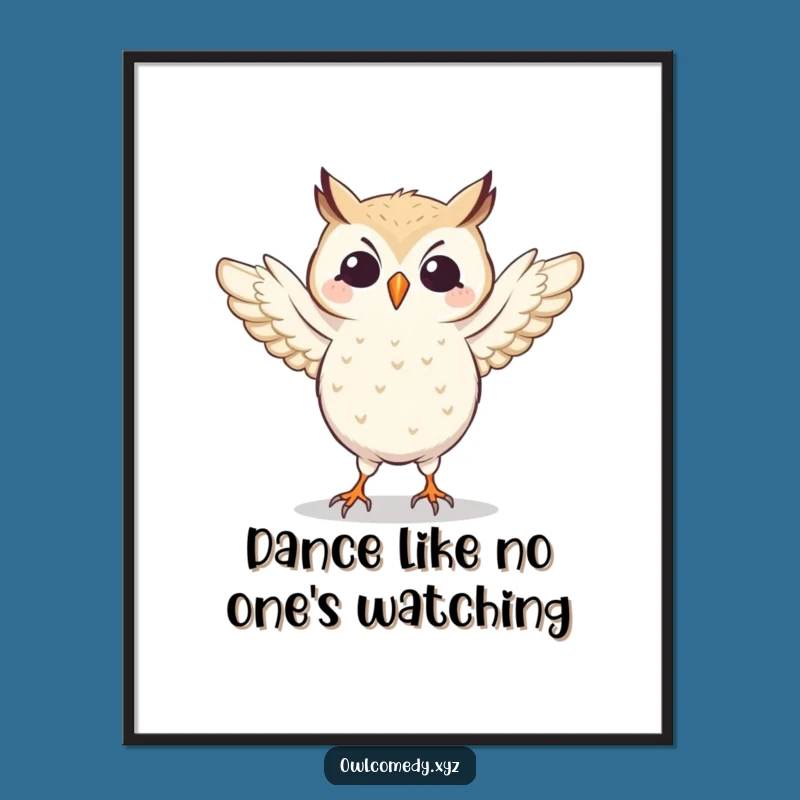 Funny Free Printable Wall Art: Dancing Owl, Flapping Wings, Quirky Downloadable Decor