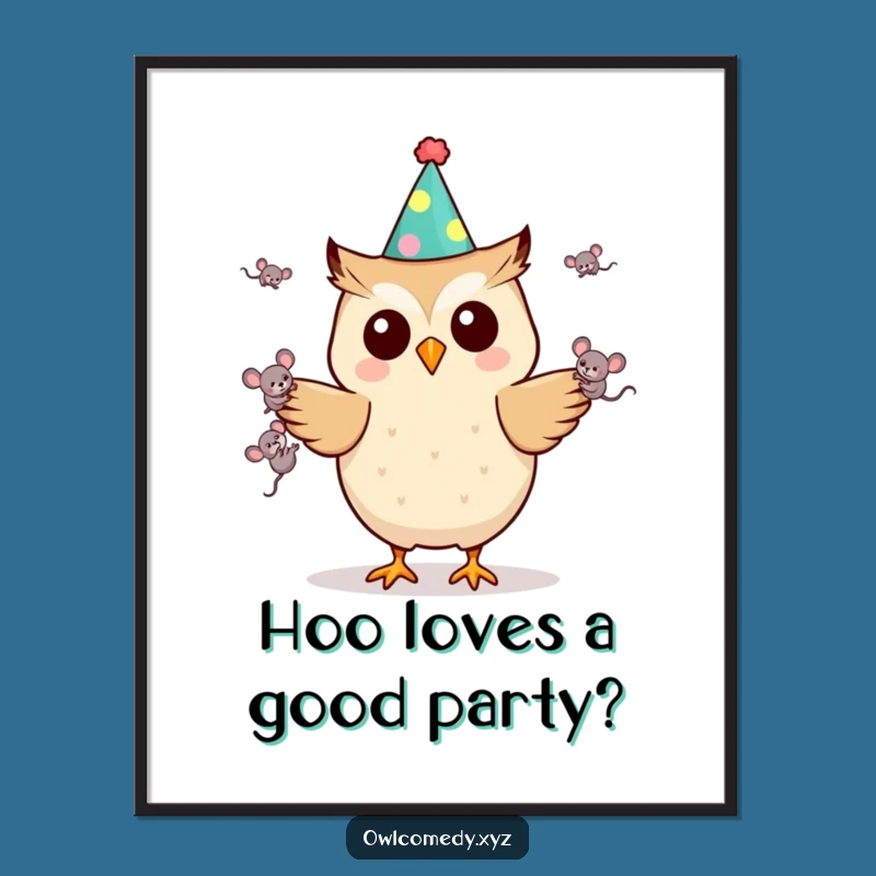Funny Free Printable Wall Art: Juggling Owl & Mice - Quirky Decor Download