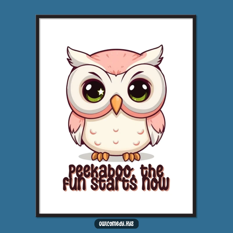 Funny Free Printable Wall Art: Owl Comedy Mask Peek Downloadable Decor