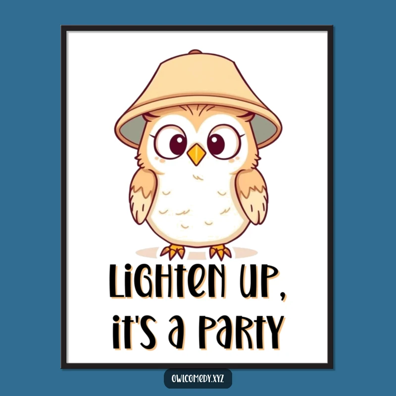 Free Printable Wall Art: Surprised Owl Lampshade Hat, Quirky LOLs Downloadable Decor