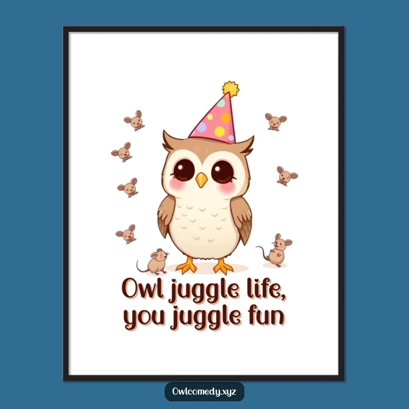 Funny Free Printable Wall Art: Juggling Owl, Quirky DIY Decor!