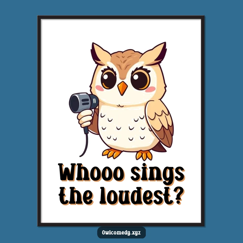 Free Printable Wall Art: Singing Owl, Funny Humorous Downloadable Decor