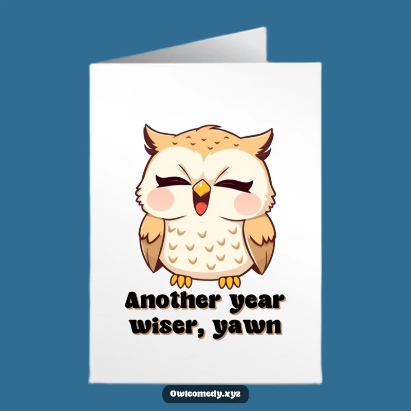 Free Printable Sleepy Owl Birthday Card: Funny Yawn, Giggle Downloadable Surprise