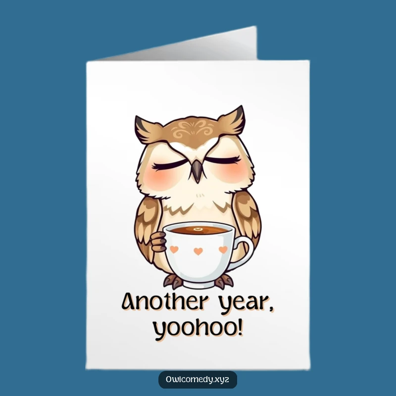 Free Printable Sleepy Owl Birthday Card: Yawning Owl Downloadable Gift