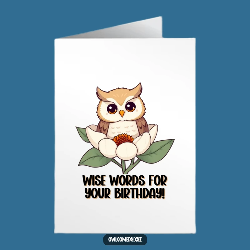 Free Printable Birthday Card: Curious Owl Peeking Funny Downloadable Gift for Him or Her