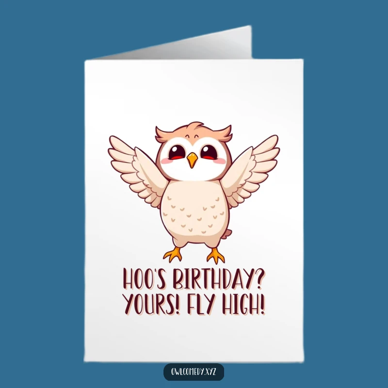 Free Printable Birthday Card: Owl Flap Funny Downloadable Gift for Wise Celebrations