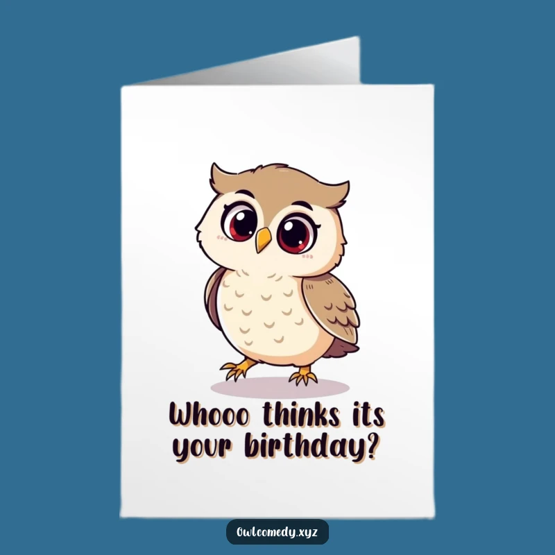 Free Printable Birthday Card: Playful Owl, Funny Delightful Gift, Downloadable Joy
