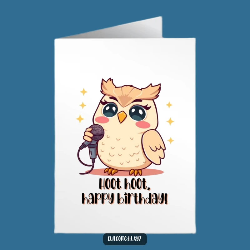 Free Printable Birthday Card: Singing Kawaii Owl Rocking Birthday Tunes