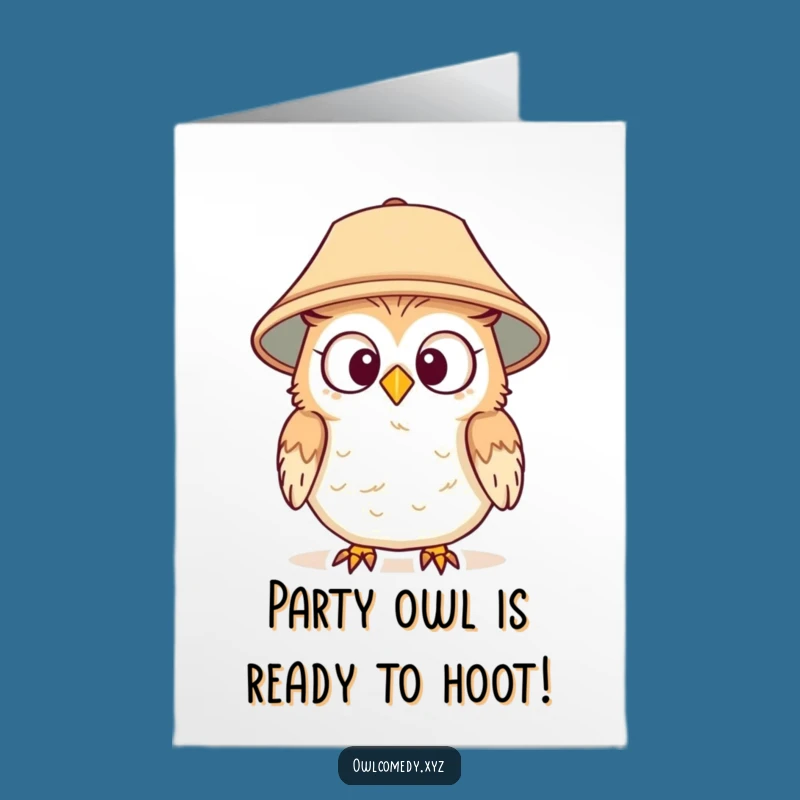 Free Printable Birthday Humor Card: Surprised Owl Lampshade Hat, LOL Downloadable Gift