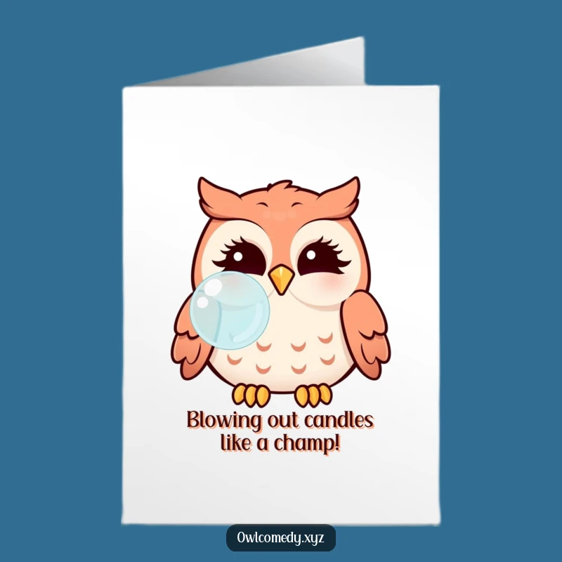 Free Printable Kawaii Owl Bubble Card: Puffed Cheeks for a Funny Downloadable Birthday Gift