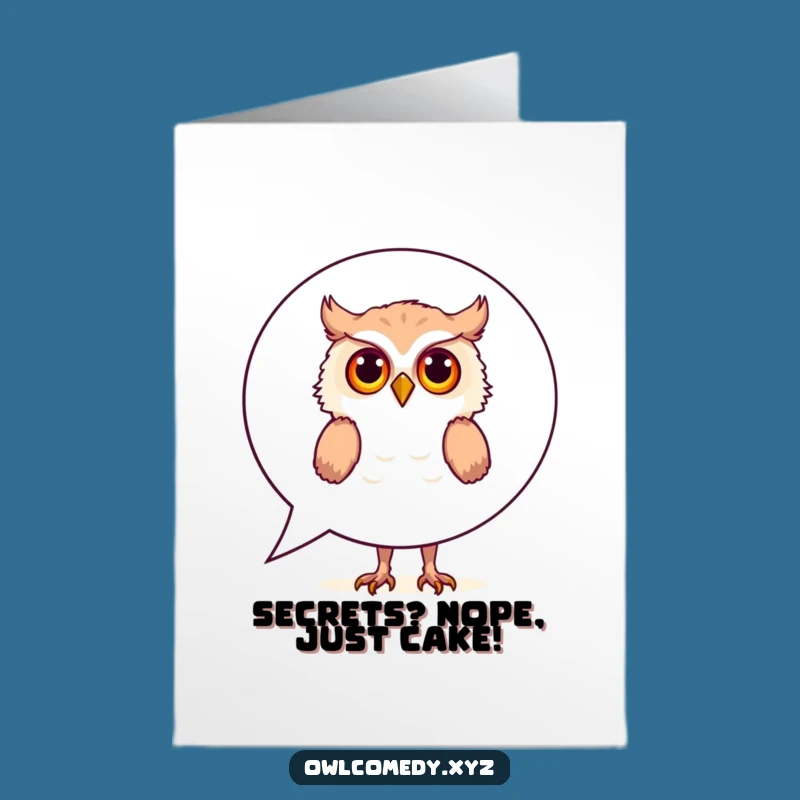 Free Printable Owl Birthday Card: Funny Curious Bird Speech Bubble Downloadable Greeting