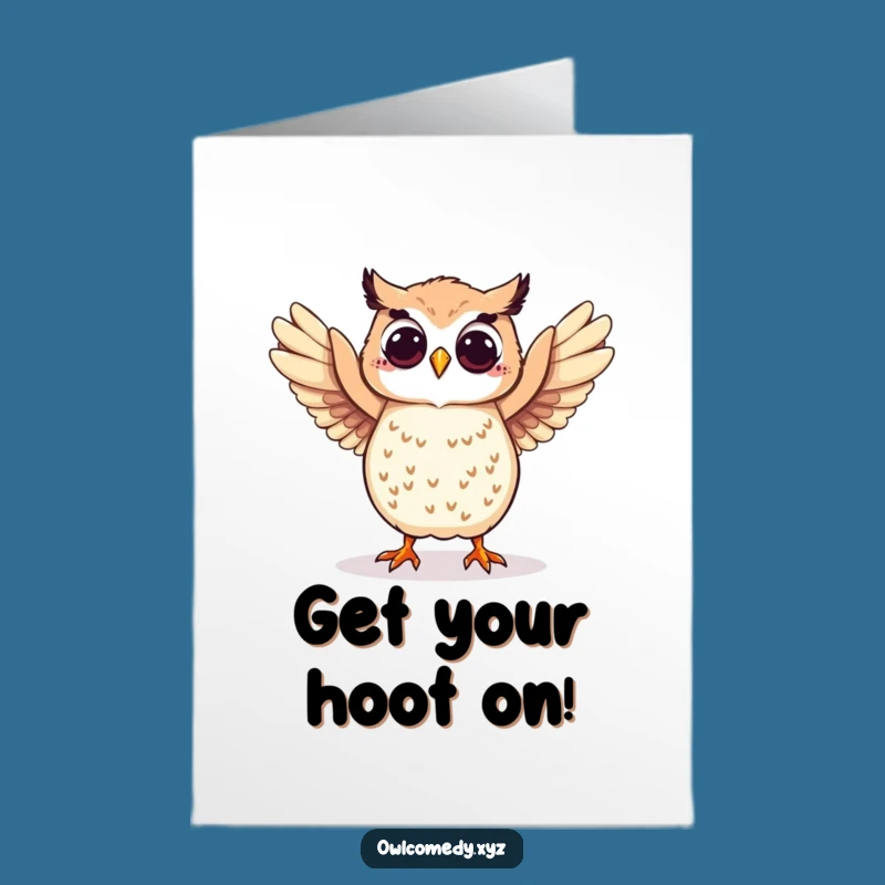 Free Printable Playful Owl Birthday Card: Silly Dancing Owl Downloadable Gift