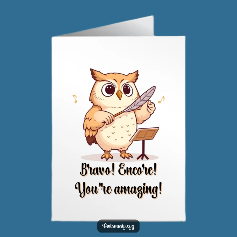 Hilarious Free Printable Congrats Card: Owl Maestro Feather Baton Downloadable