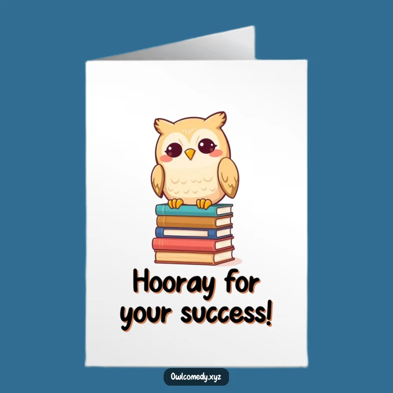 Free Printable Congrats Card: Funny Kawaii Owl Books Tumble - Downloadable Celebration!