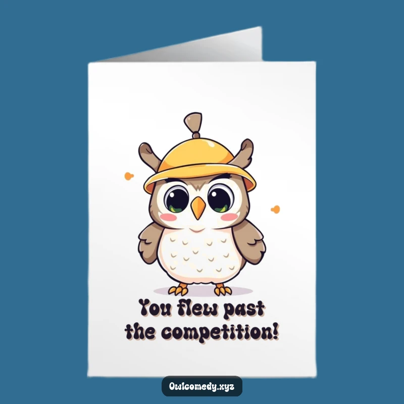 Free Printable Congrats Card: Propeller Hat Owl, Amazed Downloadable Greeting for Big News!