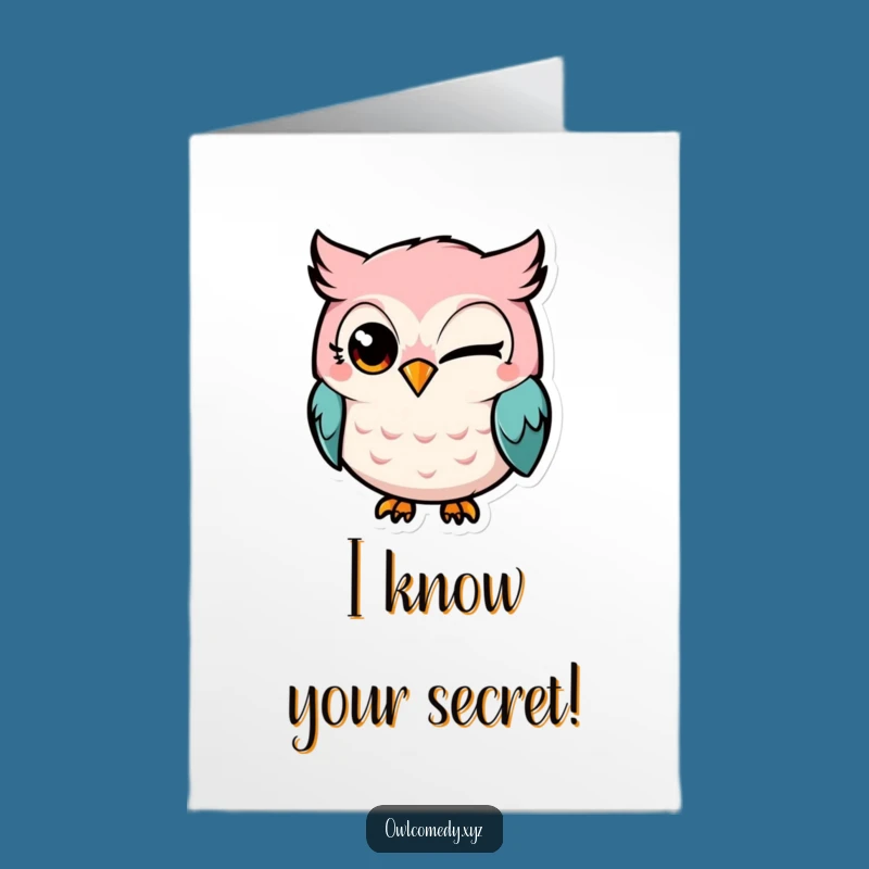 Free Printable Funny Congrats Card: Mischievous Kawaii Owl Winking - Downloadable Gift