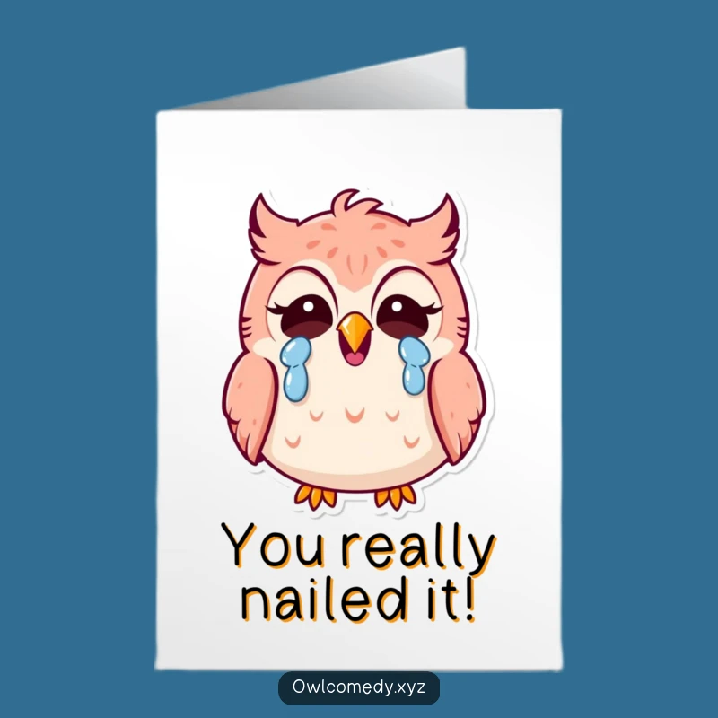 Free Printable Funny Owl Congrats Card: Kawaii Owl Laughing - Perfect Downloadable Gift