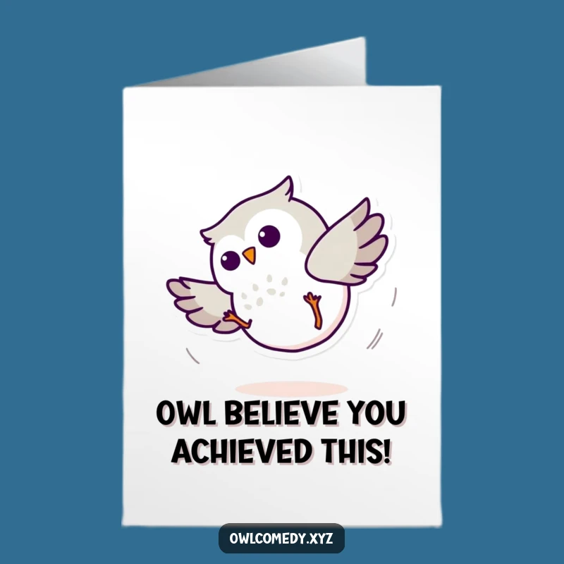Free Printable Owl Cartwheel Congrats Card: Funny Tumbling Owl Downloadable Greeting