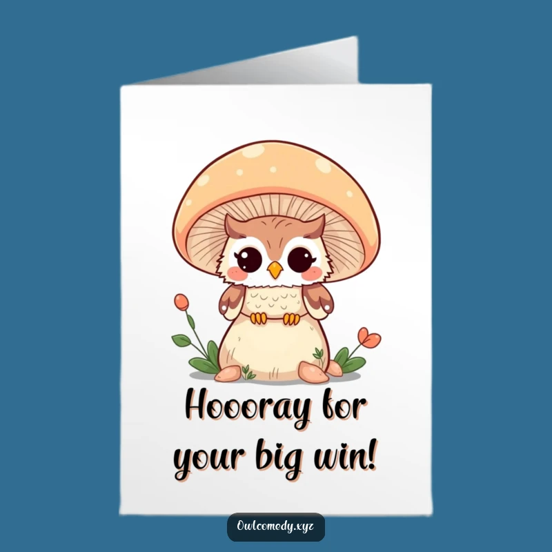 Free Printable Kawaii Owl Congrats Card: Winking Owl for Your Hilarious Downloadable Gift