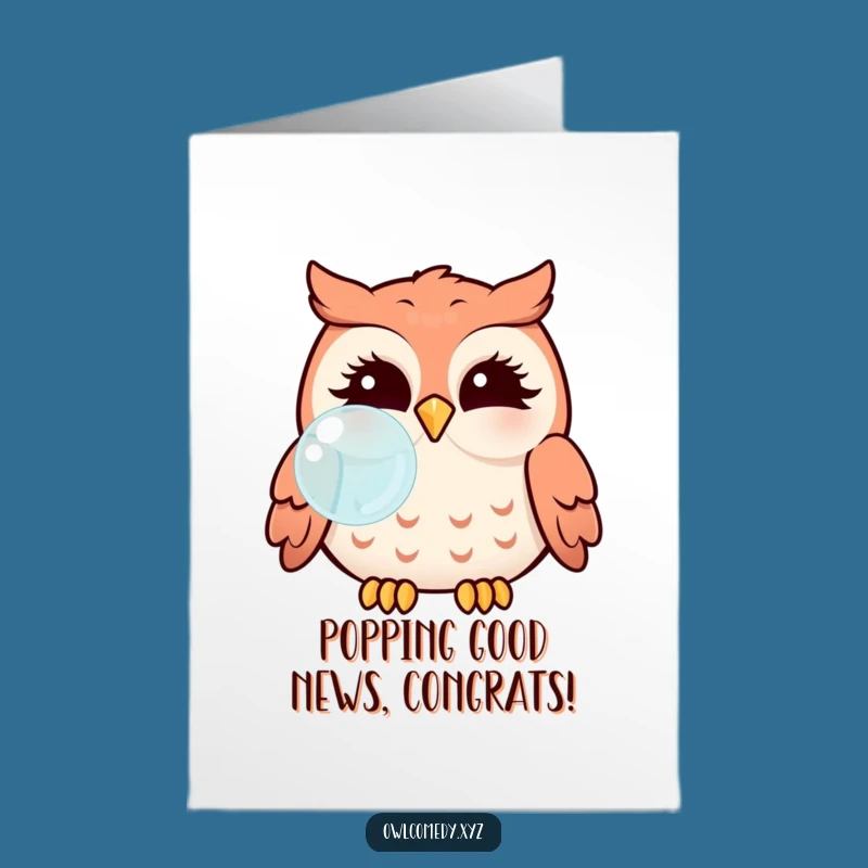 Free Printable Kawaii Owl Bubble Congrats Card: Puffed Cheeks for Funny Downloadable Gift
