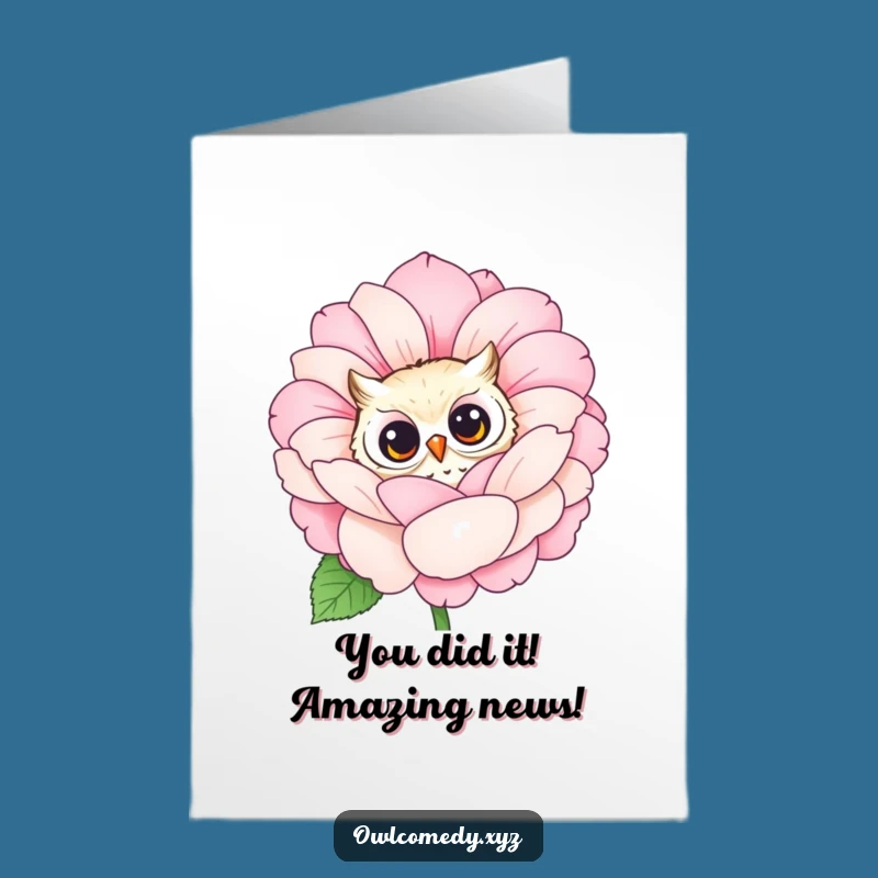 Free Printable Owl Flower Congratulations Card: Curious Peek, Celebrate Downloadable