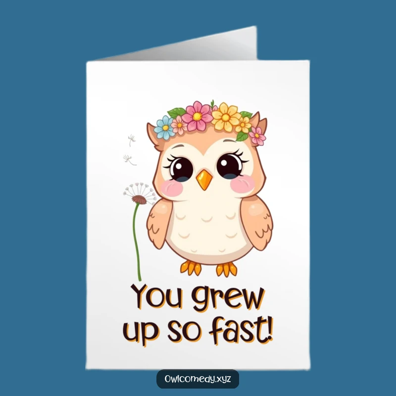 Free Printable Congrats Card: Giggling Owl Flower Crown, Seeds of Success Downloadable