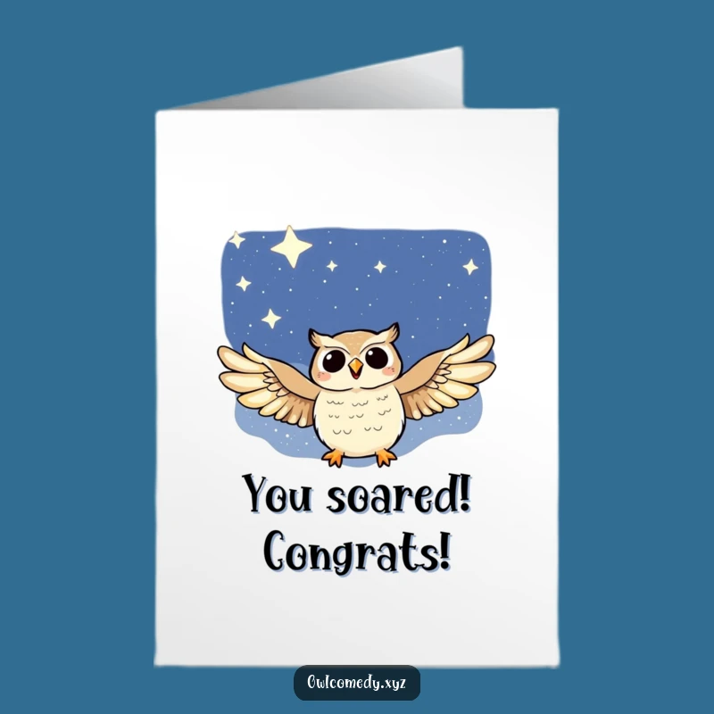 Free Printable Congrats Card: Soaring Owl for Celebrating Cosmic Achievements