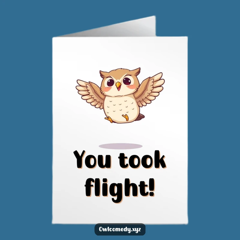 Free Printable Congrats Card: Jumping Owl, Funny Downloadable Celebration