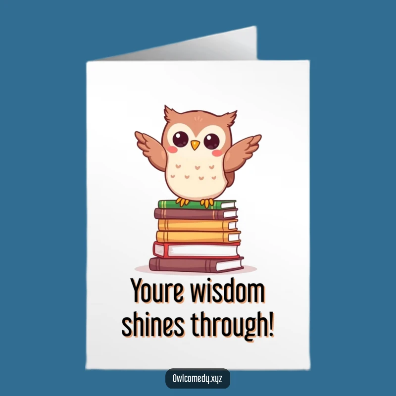 Free Printable Owl Congrats Card: Funny Book Stack Achievement Downloadable