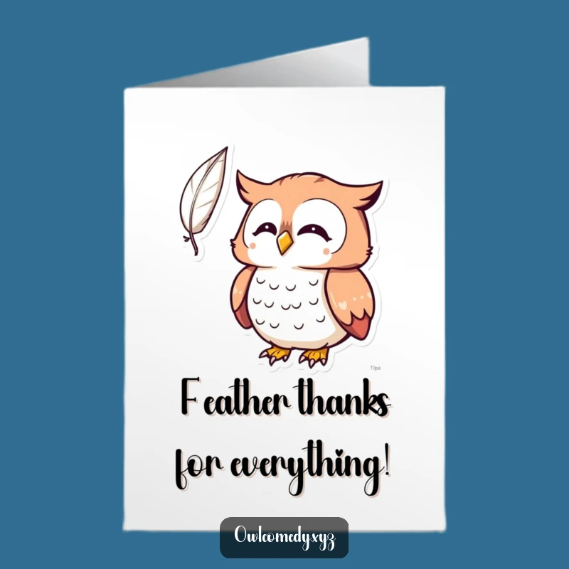 Free Printable Surprised Owl Thank You Card: Kawaii Feather Surprise - Downloadable Gift