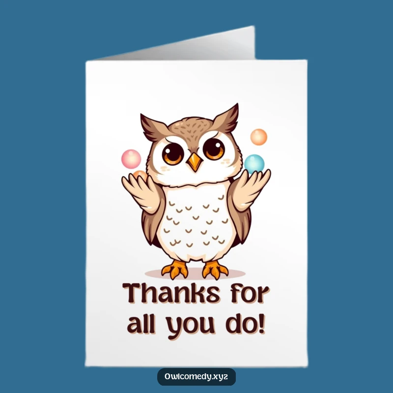 Free Printable Juggling Owl Thank You Card - Spellbinding Downloadable for Gratitude