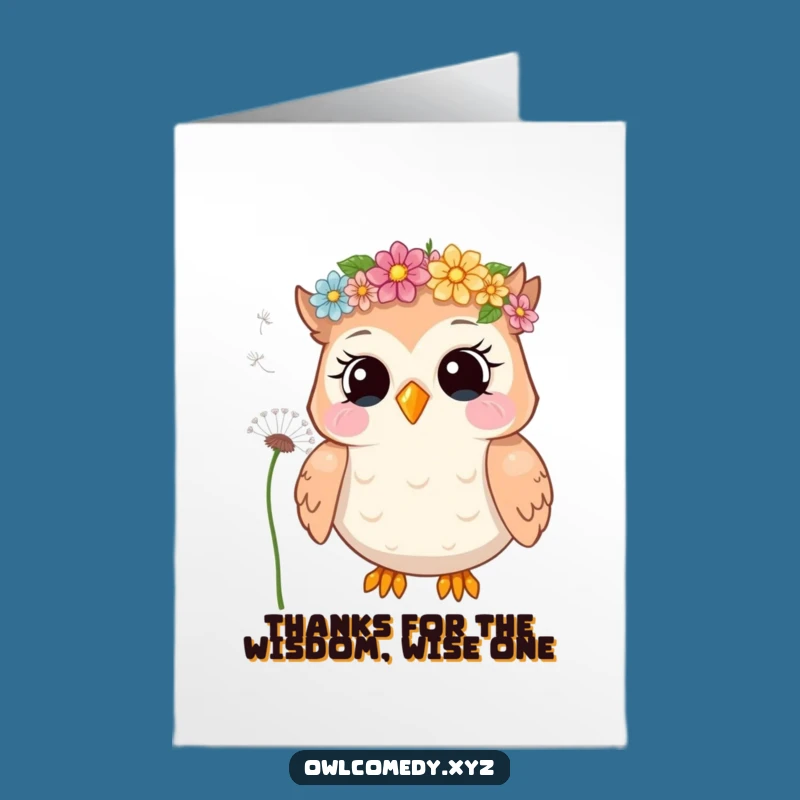 Free Printable Thank You Card: Giggling Owl Flower Crown, Seeds of Gratitude Downloadable