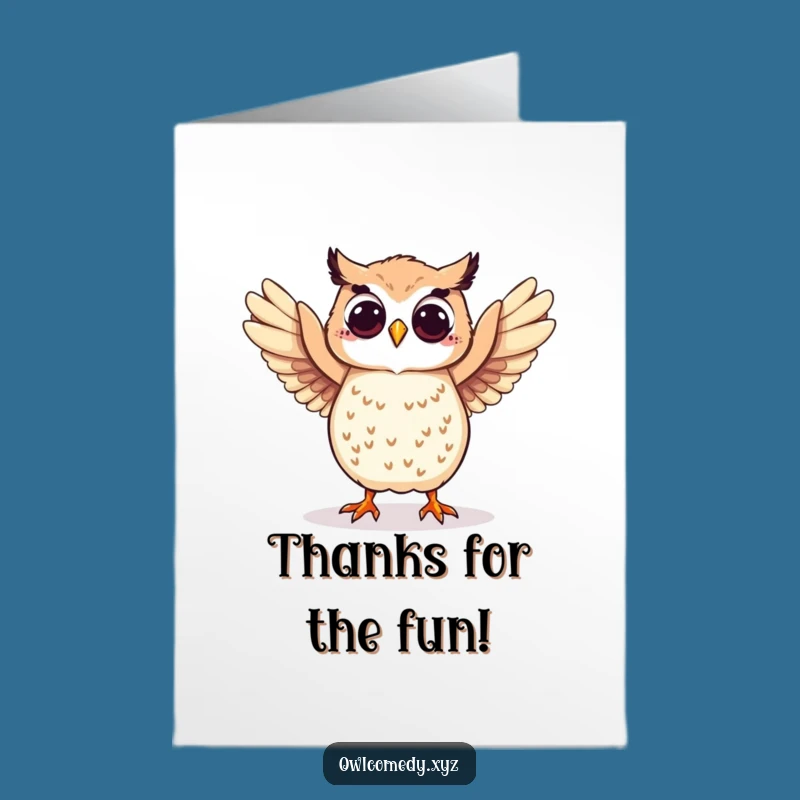 Free Printable Thank You Owl Card: Dancing Silly Owl Downloadable Greeting