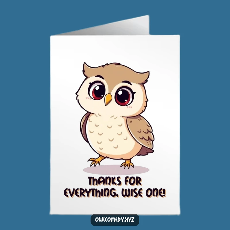 Free Printable Thank You Card: Playful Owl, Funny Downloadable Gift, Express Thanks
