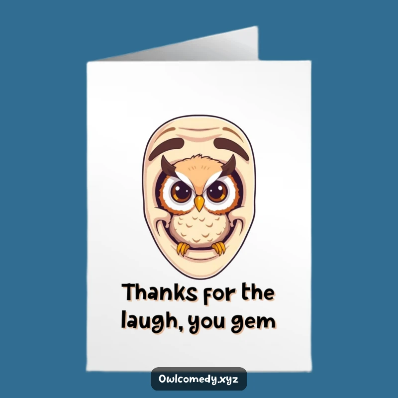 Amusing Free Printable Thank You Card: Curious Owl Comedy Mask Downloadable