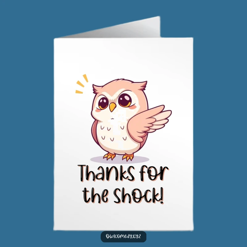 Free Printable Startled Owl Thank You Card - Comical Downloadable for Shocking Gratitude