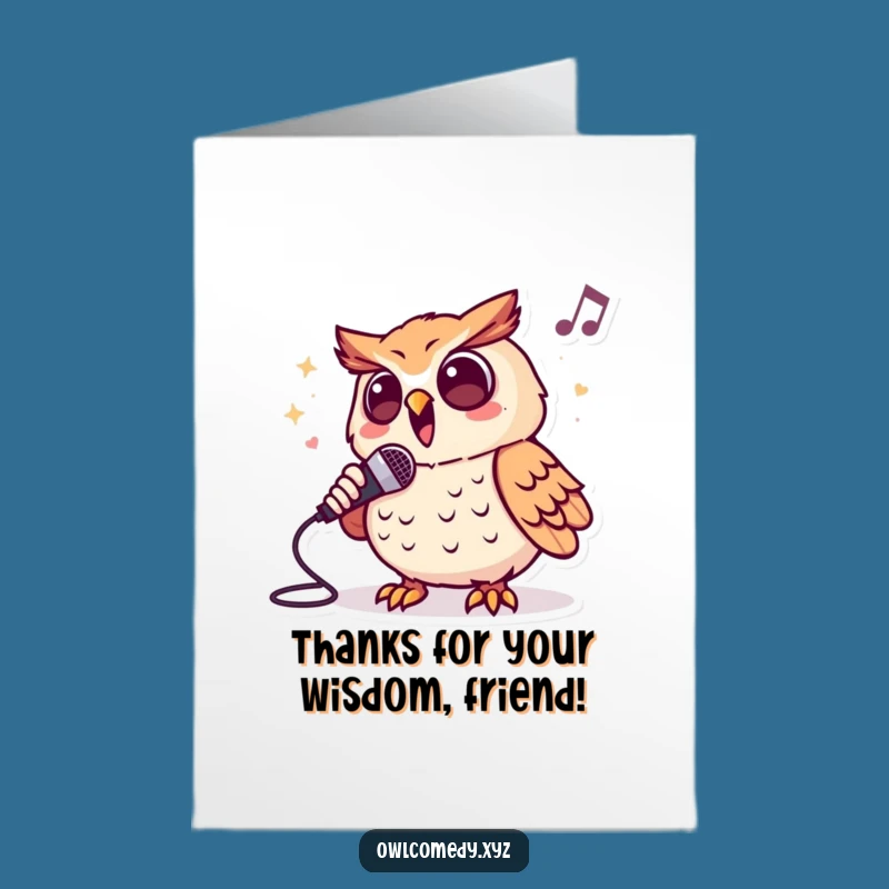 Free Printable Thank You Card: Singing Owl Crooner, Downloadable Thanks with a Song