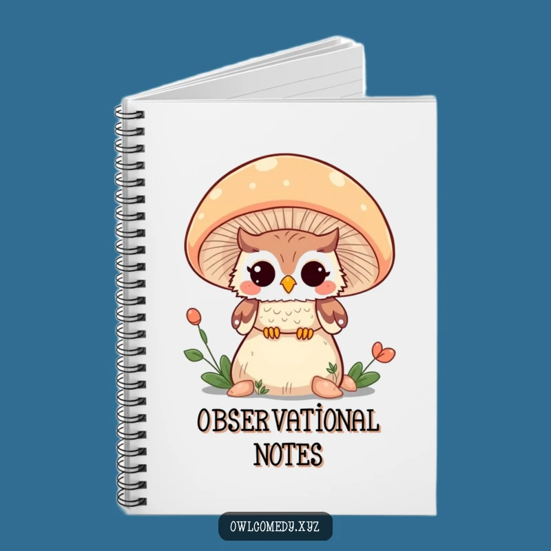 Funny Kawaii Owl Mushroom Wink Notebook - Journal Your Hilarious Thoughts