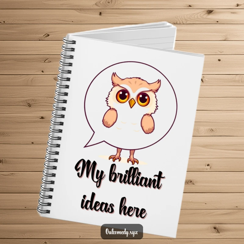 Funny Notebook: A curious owl peeks from behind a large speech bubble, inviting users to jot down their own funny or curious thoughts.